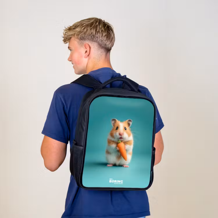 Sac à dos enfant - Noir - Hamster - Carotte - Animal — 5