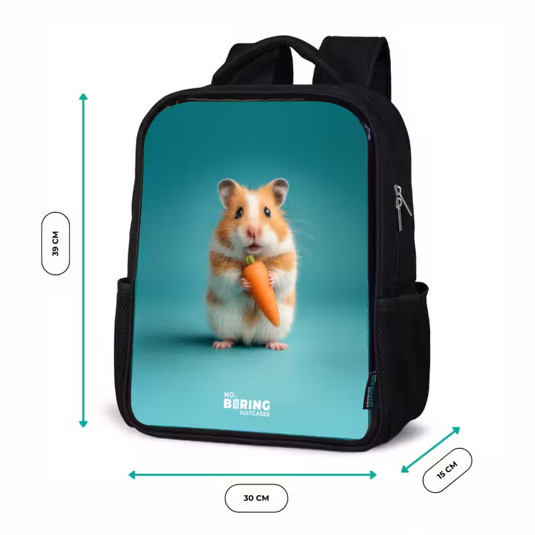 Sac à dos enfant - Noir - Hamster - Carotte - Animal — 8