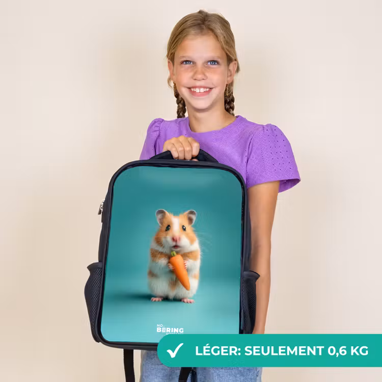 Sac à dos enfant - Noir - Hamster - Carotte - Animal — 9