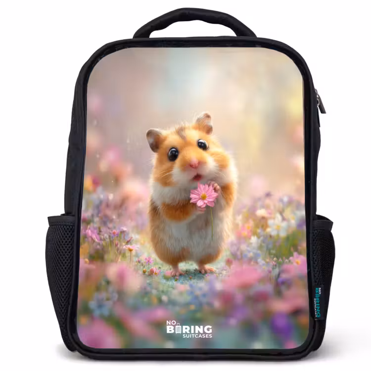 Sac à dos enfant - Noir - Hamster - Fleur - Nature - Animal — 1