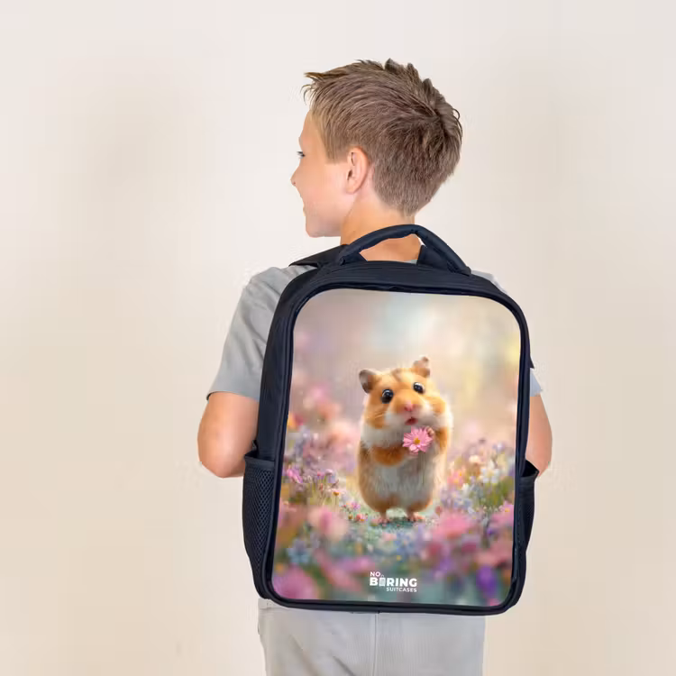 Sac à dos enfant - Noir - Hamster - Fleur - Nature - Animal — 2