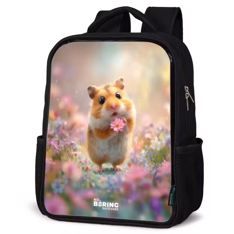 Sac à dos enfant - Noir - Hamster - Fleur - Nature - Animal — 6