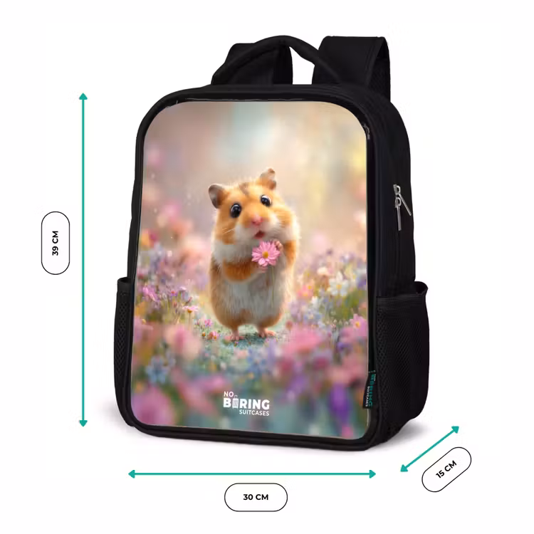 Sac à dos enfant - Noir - Hamster - Fleur - Nature - Animal — 8