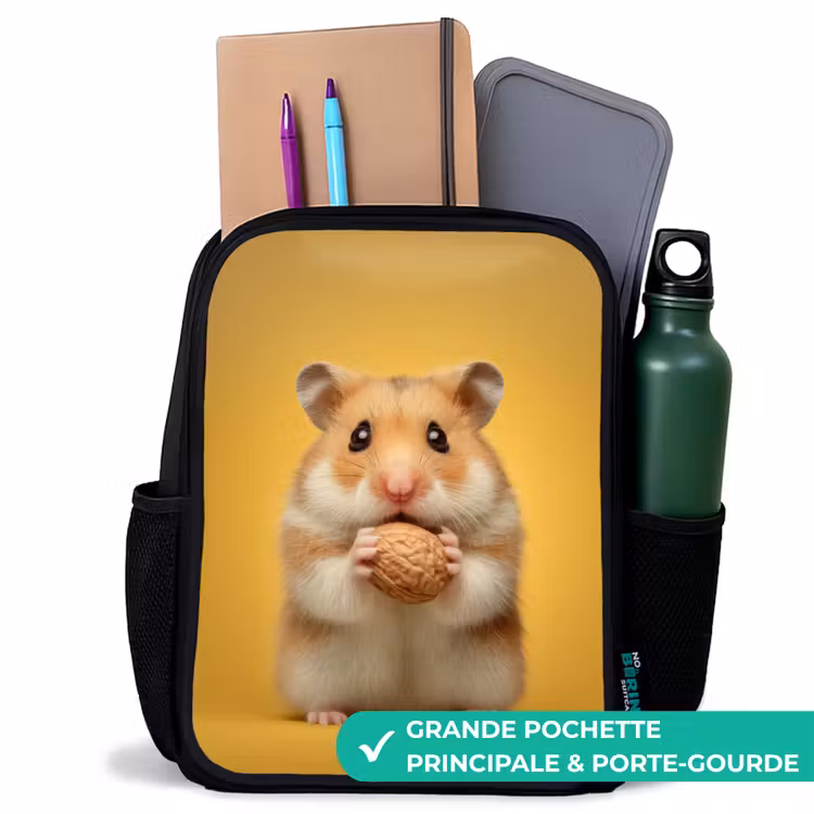 Sac à dos enfant - Noir - Hamster - Noyer - Animal — 10