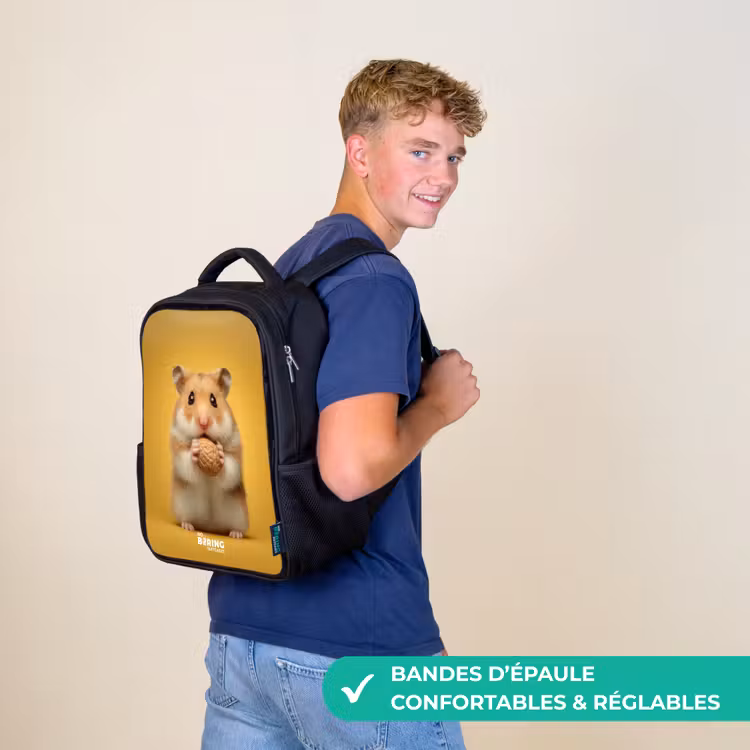 Sac à dos enfant - Noir - Hamster - Noyer - Animal — 11