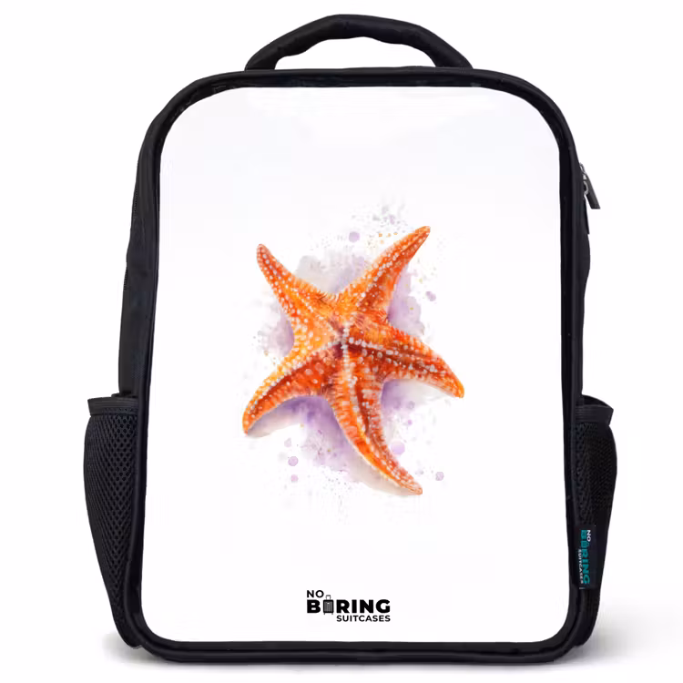 Sac à dos enfant - Noir - Illustration de l'étoile de mer orange — 1