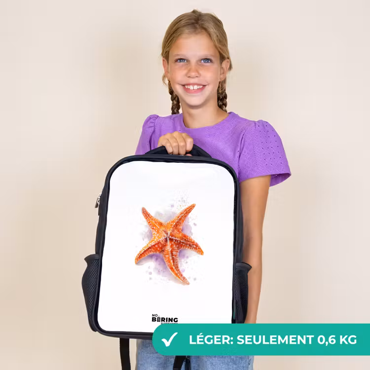 Sac à dos enfant - Noir - Illustration de l'étoile de mer orange — 9