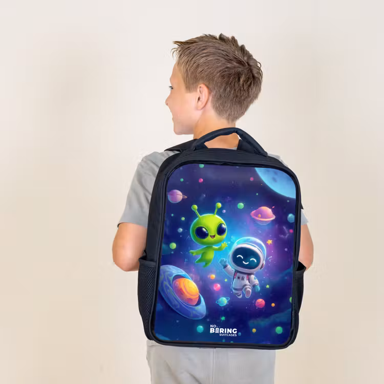 Sac à dos enfant - Noir - Joyeuse rencontre dans l'espace — 2