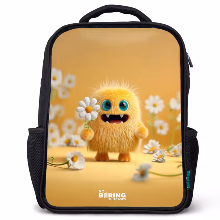Sac à dos enfant - Noir - Monstre - Créature - Fleur - Jaune — 1