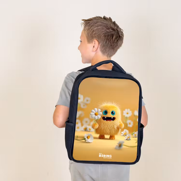 Sac à dos enfant - Noir - Monstre - Créature - Fleur - Jaune — 2