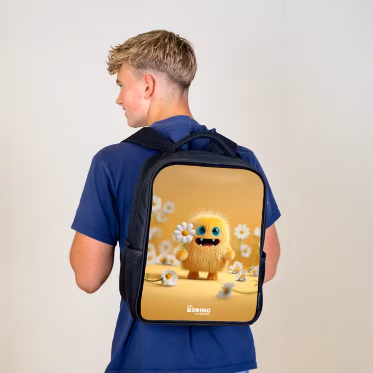 Sac à dos enfant - Noir - Monstre - Créature - Fleur - Jaune — 5