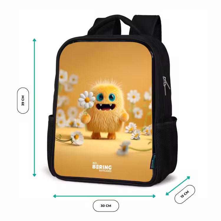 Sac à dos enfant - Noir - Monstre - Créature - Fleur - Jaune — 8