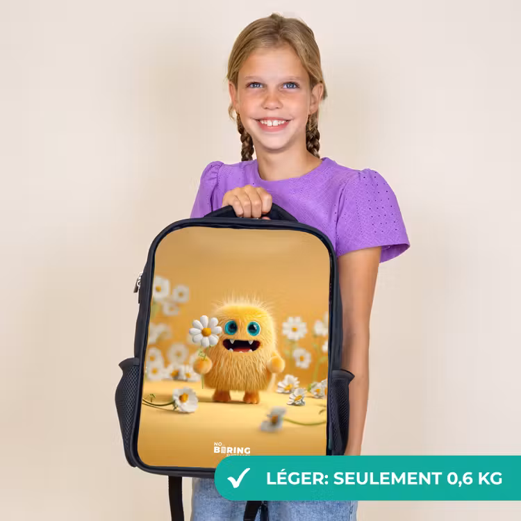 Sac à dos enfant - Noir - Monstre - Créature - Fleur - Jaune — 9