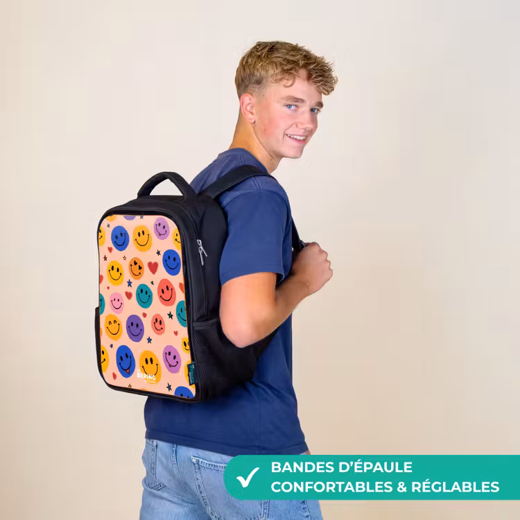 Sac à dos enfant - Noir - Motif Smiley joyeux — 11