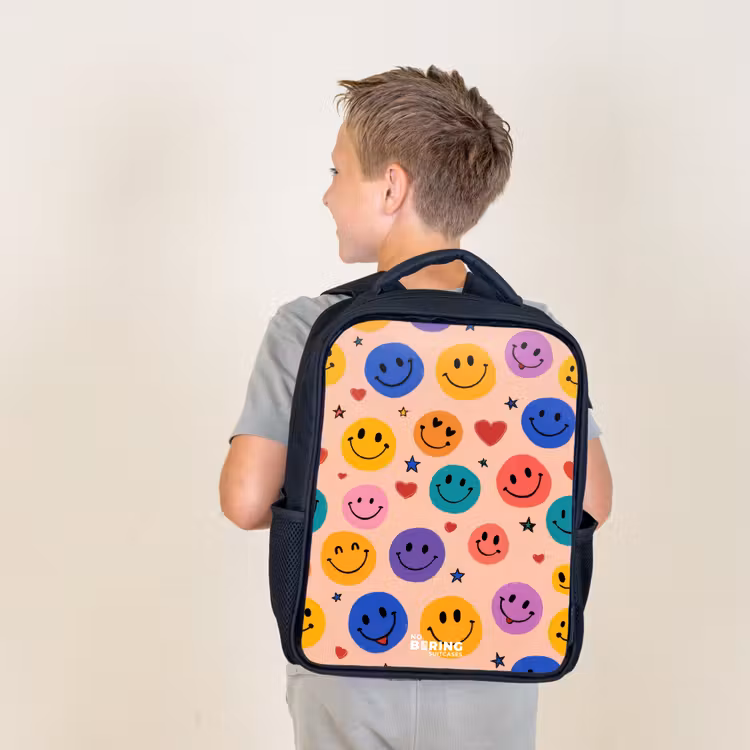 Sac à dos enfant - Noir - Motif Smiley joyeux — 2