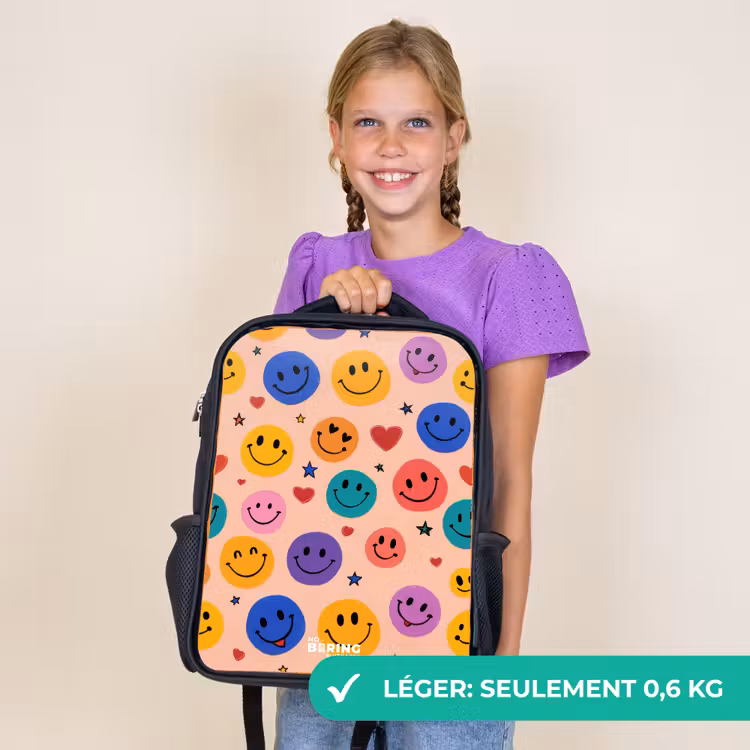 Sac à dos enfant - Noir - Motif Smiley joyeux — 9