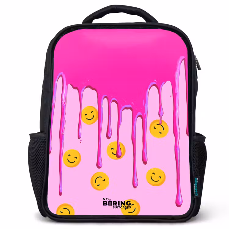 Sac à dos enfant - Noir - Peinture - Smiley - Rose — 1