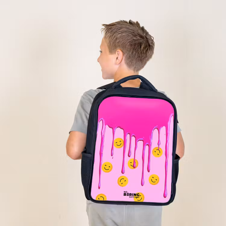 Sac à dos enfant - Noir - Peinture - Smiley - Rose — 2