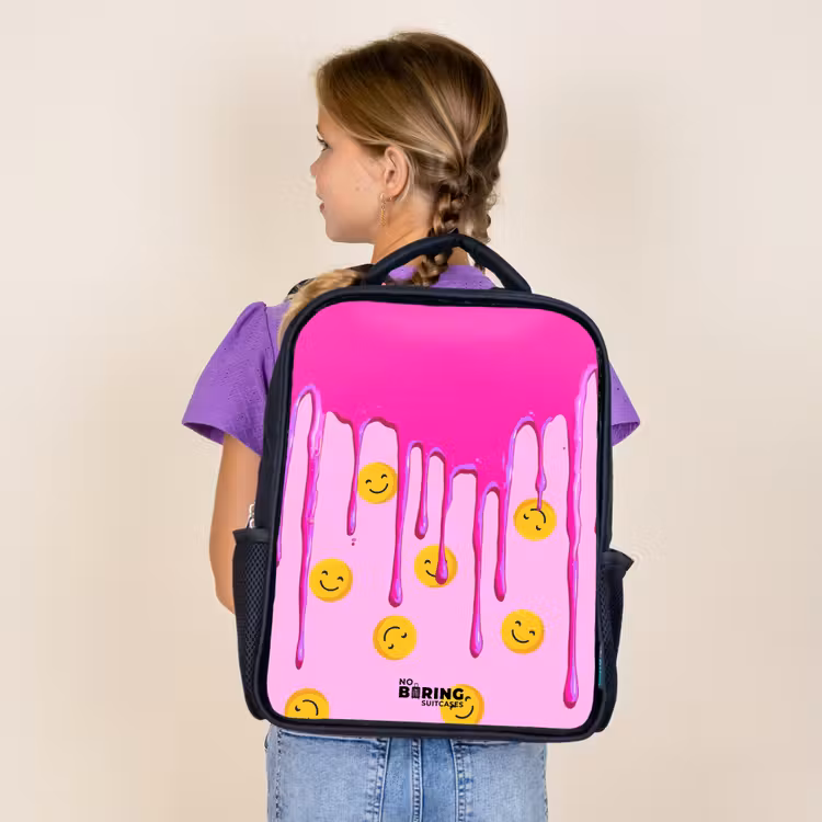 Sac à dos enfant - Noir - Peinture - Smiley - Rose — 4