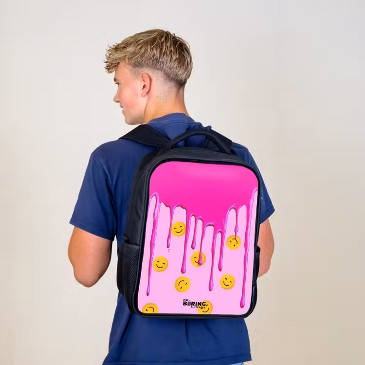 Sac à dos enfant - Noir - Peinture - Smiley - Rose — 5
