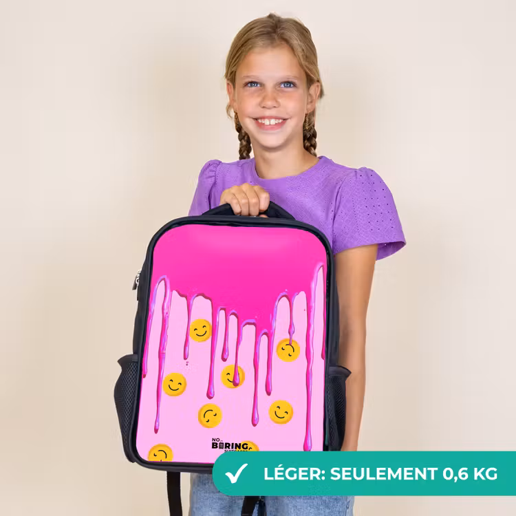 Sac à dos enfant - Noir - Peinture - Smiley - Rose — 9