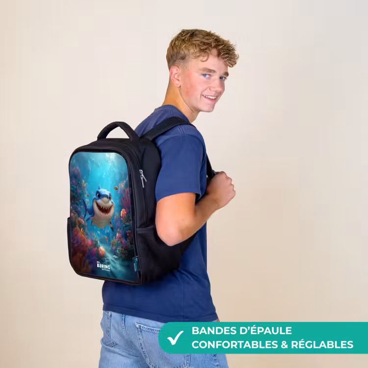 Sac à dos enfant - Noir - Récif - Corail - Requin - Animal — 11