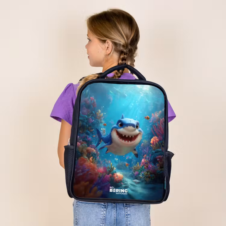 Sac à dos enfant - Noir - Récif - Corail - Requin - Animal — 4