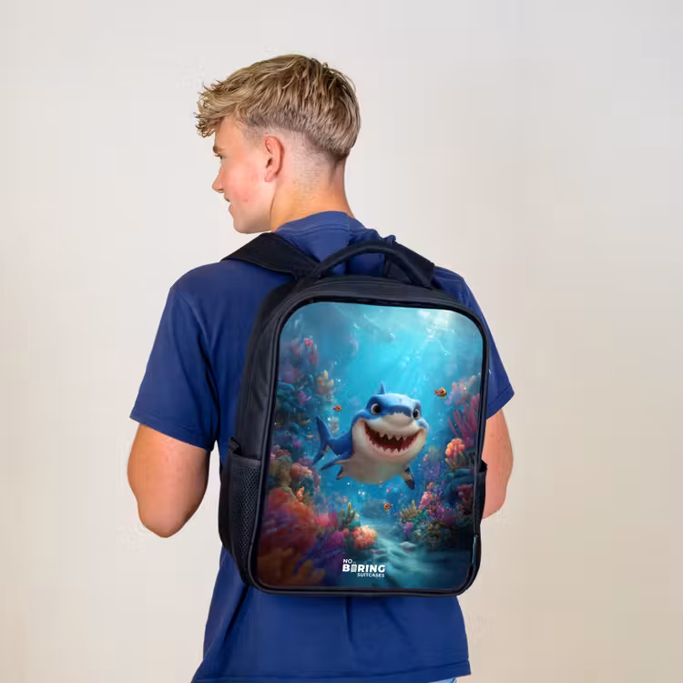 Sac à dos enfant - Noir - Récif - Corail - Requin - Animal — 5