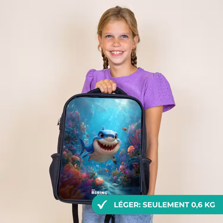 Sac à dos enfant - Noir - Récif - Corail - Requin - Animal — 9