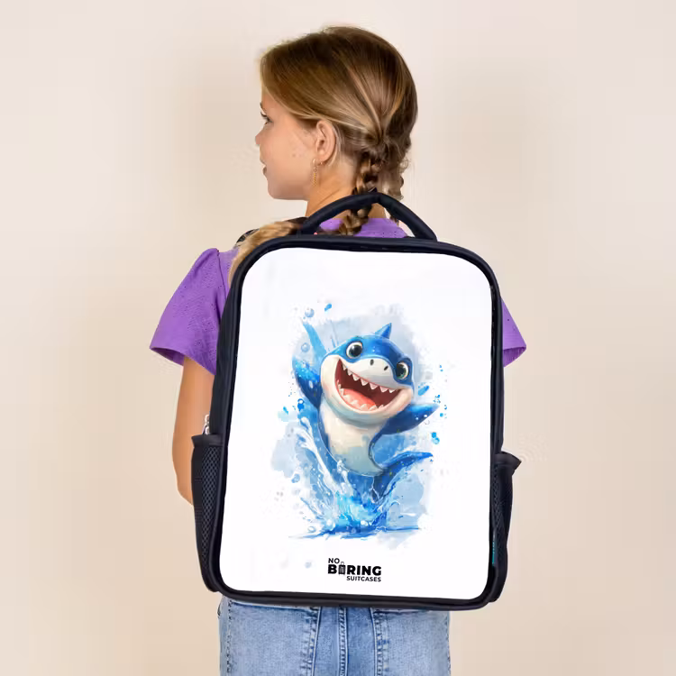 Sac à dos enfant - Noir - Requin - Dents - Eau — 4