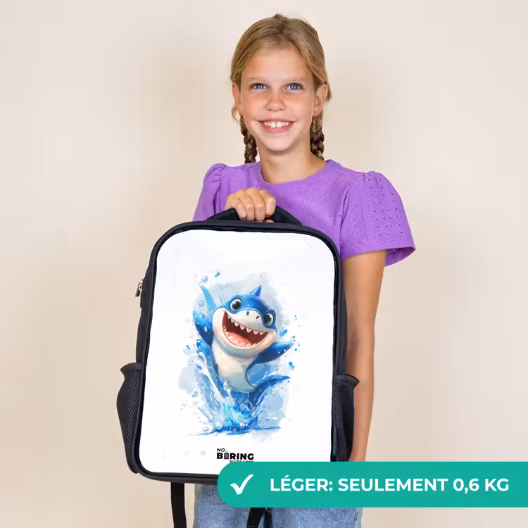 Sac à dos enfant - Noir - Requin - Dents - Eau — 9