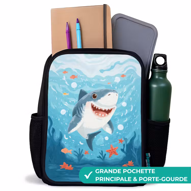 Sac à dos enfant - Noir - Requin - Eau - Mer — 10