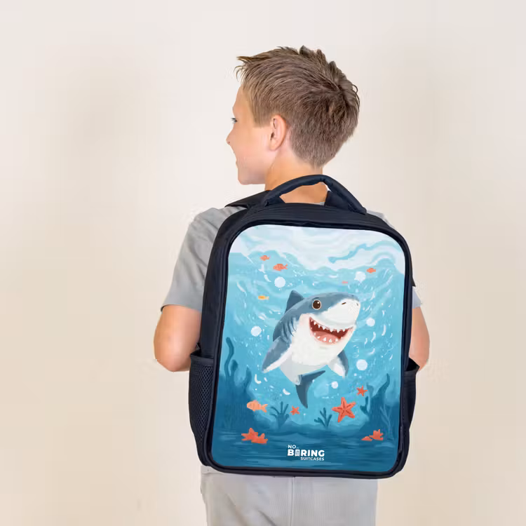 Sac à dos enfant - Noir - Requin - Eau - Mer — 2