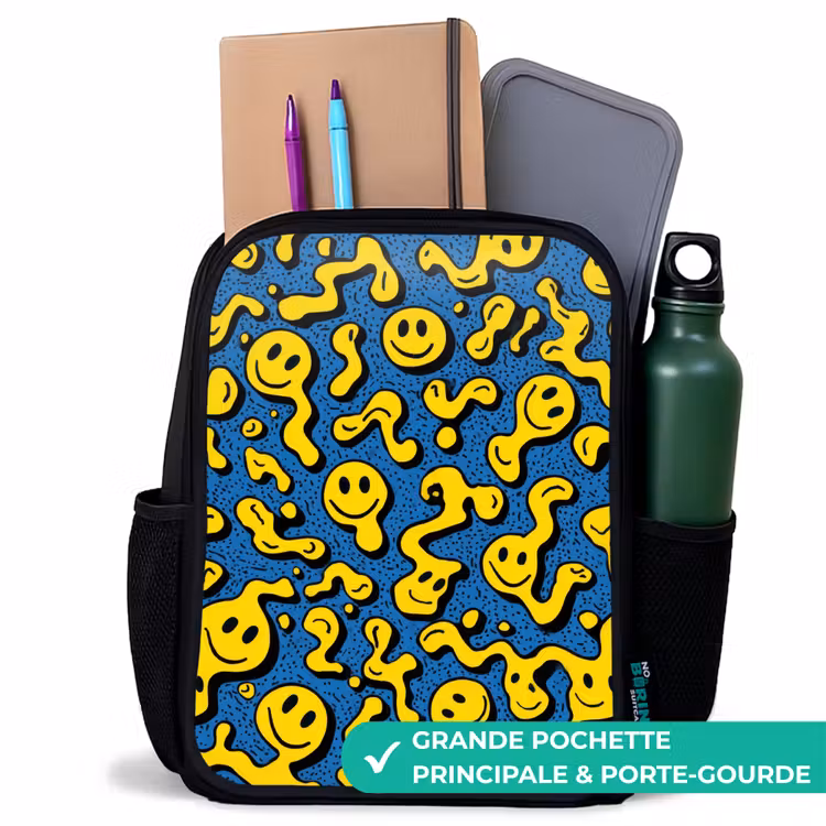 Sac à dos enfant - Noir - Smiley - Bleu - Jaune — 10