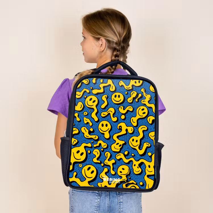 Sac à dos enfant - Noir - Smiley - Bleu - Jaune — 4