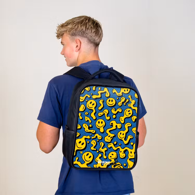 Sac à dos enfant - Noir - Smiley - Bleu - Jaune — 5