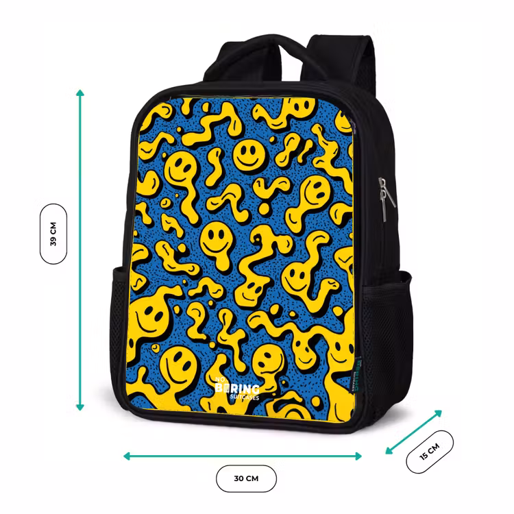 Sac à dos enfant - Noir - Smiley - Bleu - Jaune — 8