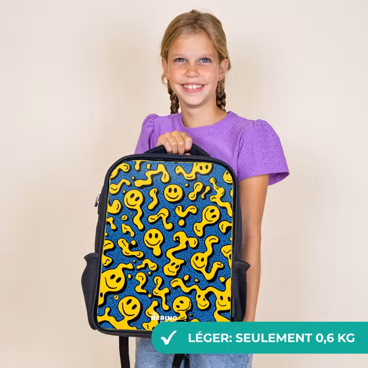 Sac à dos enfant - Noir - Smiley - Bleu - Jaune — 9