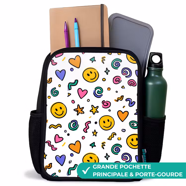 Sac à dos enfant - Noir - Smiley - Coeur - Étoile — 10