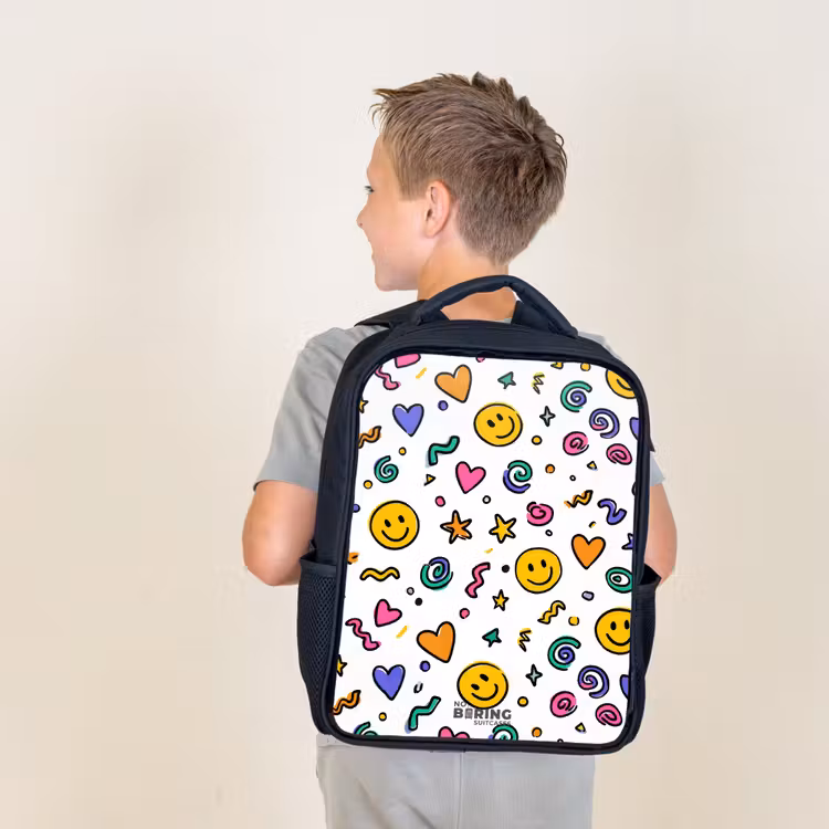 Sac à dos enfant - Noir - Smiley - Coeur - Étoile — 2