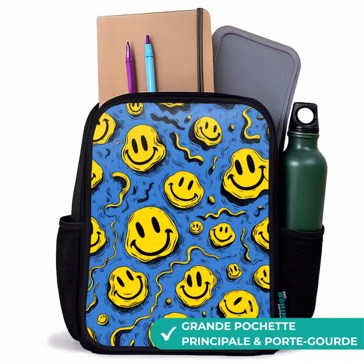 Sac à dos enfant - Noir - Smiley - Jaune - Bleu — 10