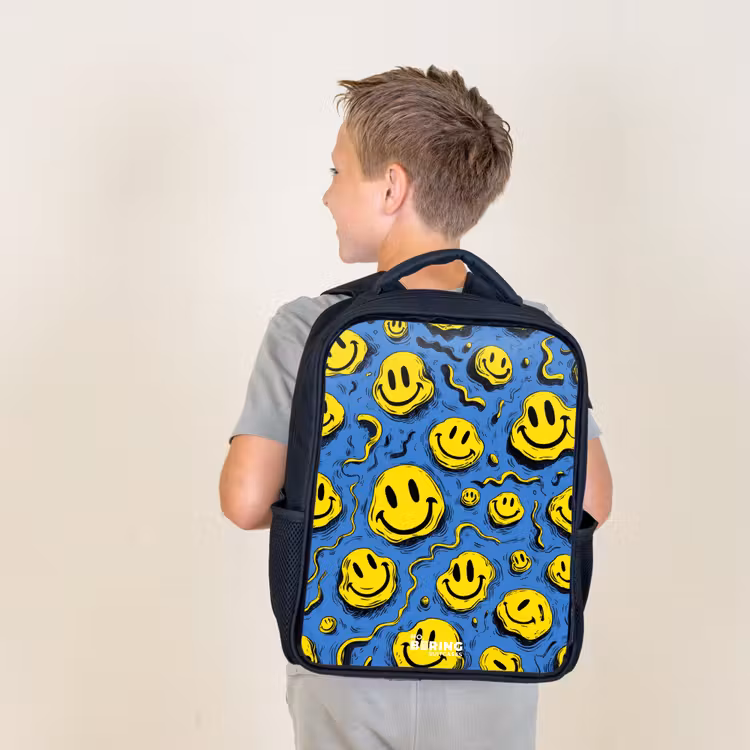 Sac à dos enfant - Noir - Smiley - Jaune - Bleu — 2