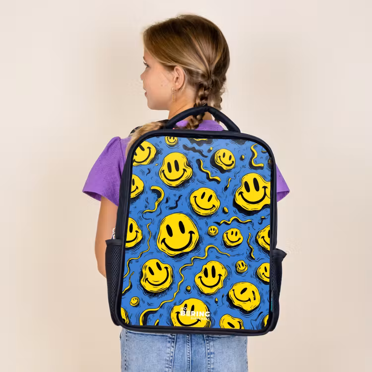 Sac à dos enfant - Noir - Smiley - Jaune - Bleu — 4