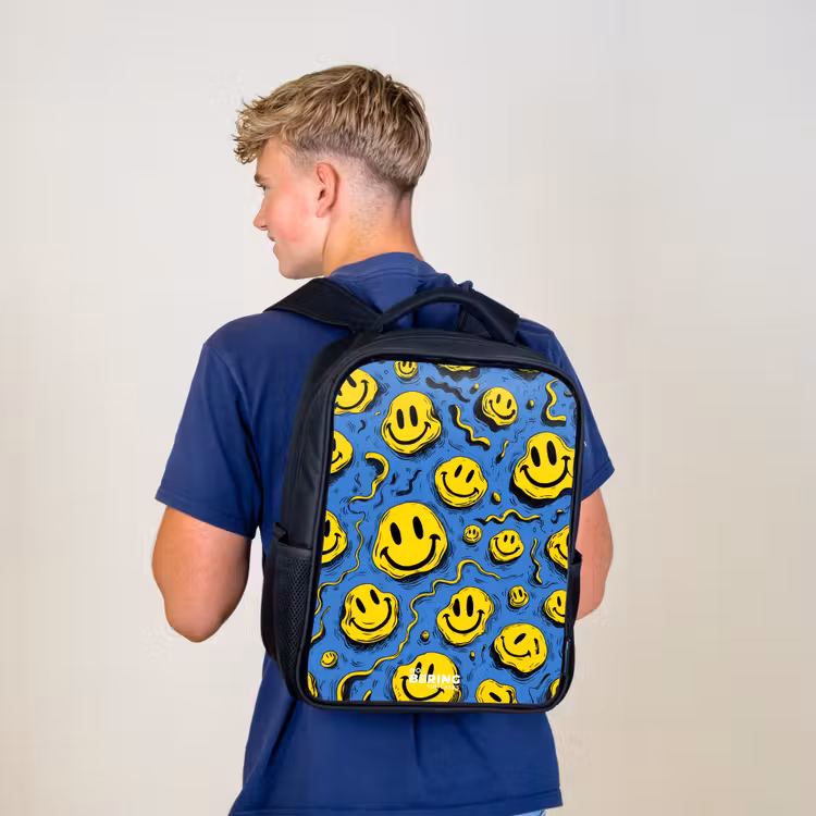 Sac à dos enfant - Noir - Smiley - Jaune - Bleu — 5