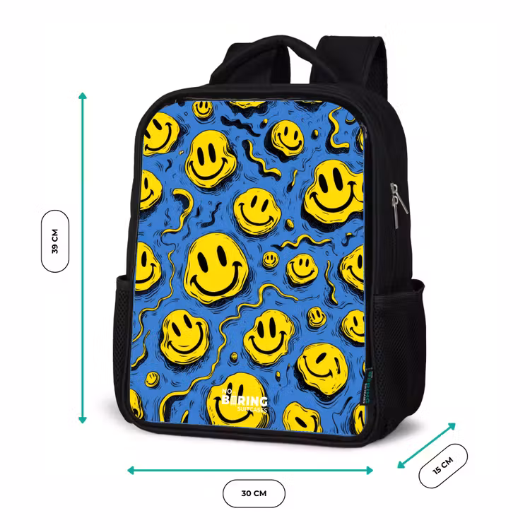 Sac à dos enfant - Noir - Smiley - Jaune - Bleu — 8