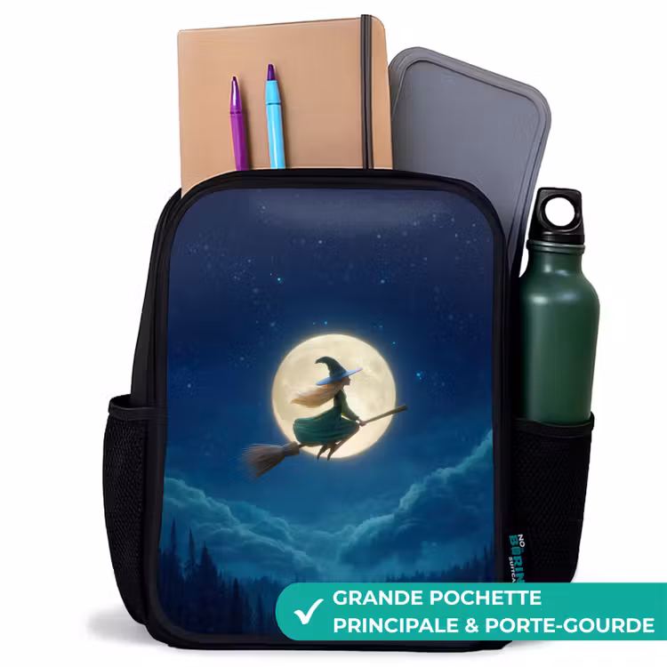 Sac à dos enfant - Noir - Vol de nuit au-dessus de la forêt — 10