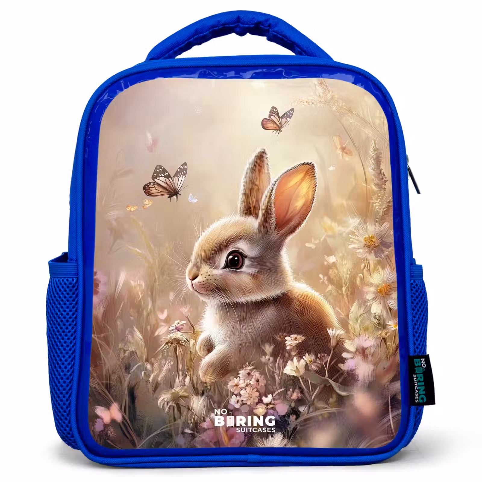 Sac à dos enfant - Bleu - Fleurs - Marron - Lapin - Papillon — 1