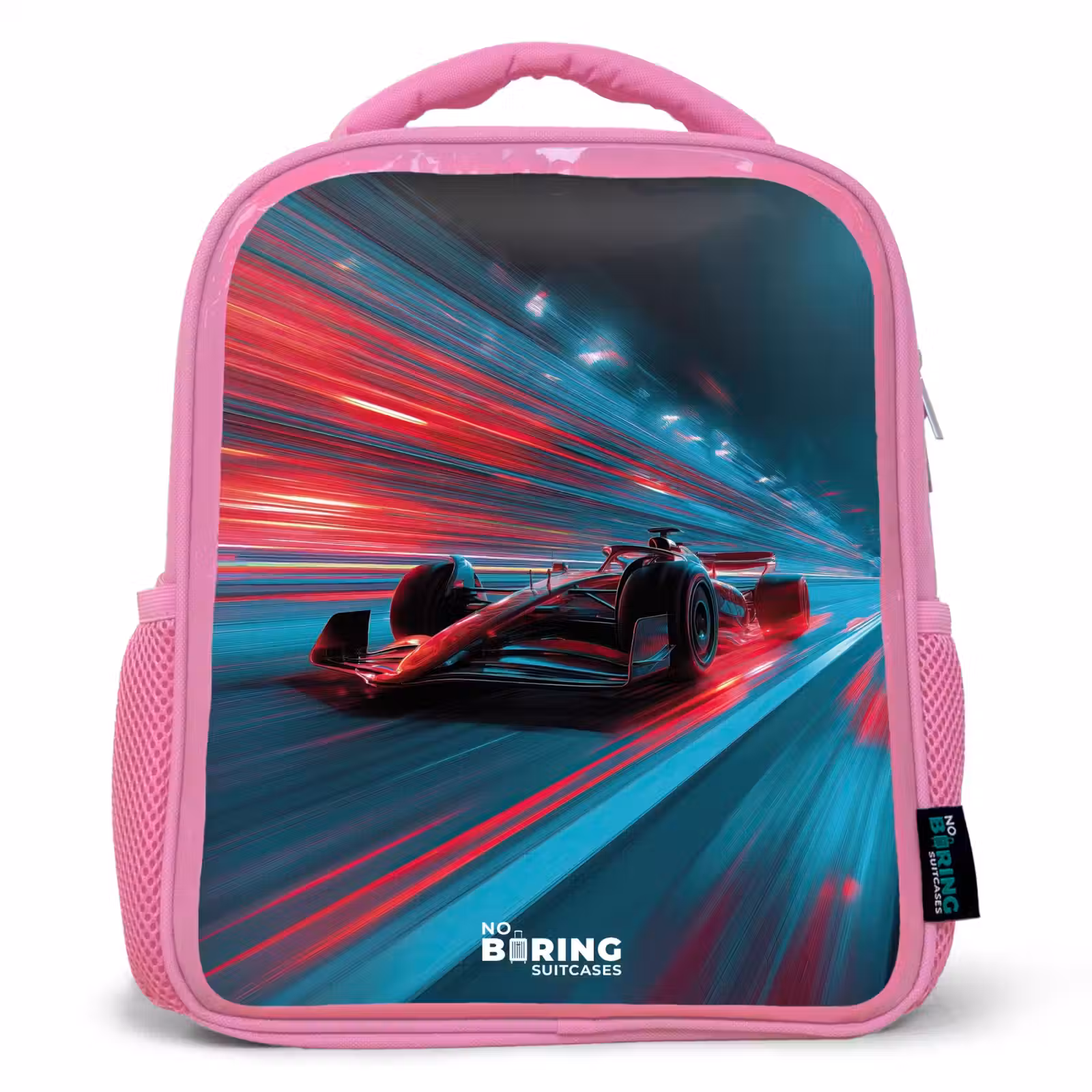 Sac à dos enfant - Rose - Voiture de course - Piste - Néon - Eclairage — 1