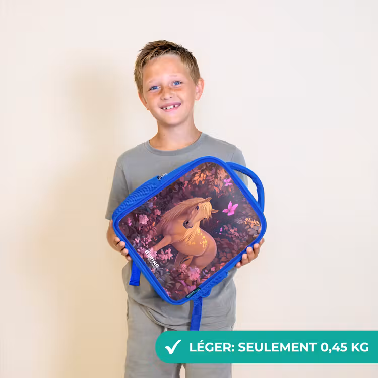 Sac à dos enfant - Bleu - Cheval - Fleurs - Violet - Papillon — 3
