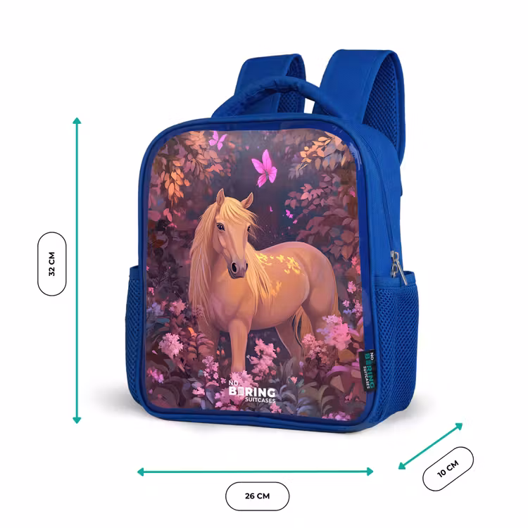 Sac à dos enfant - Bleu - Cheval - Fleurs - Violet - Papillon — 6